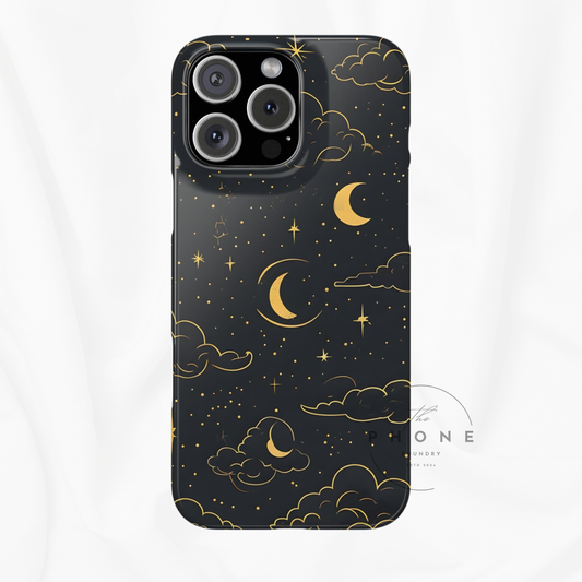 Celestial Slim Phone Case, Starry Night Design, Compatible with iPhone 17, 16, 15, 14, 13, 12, 11