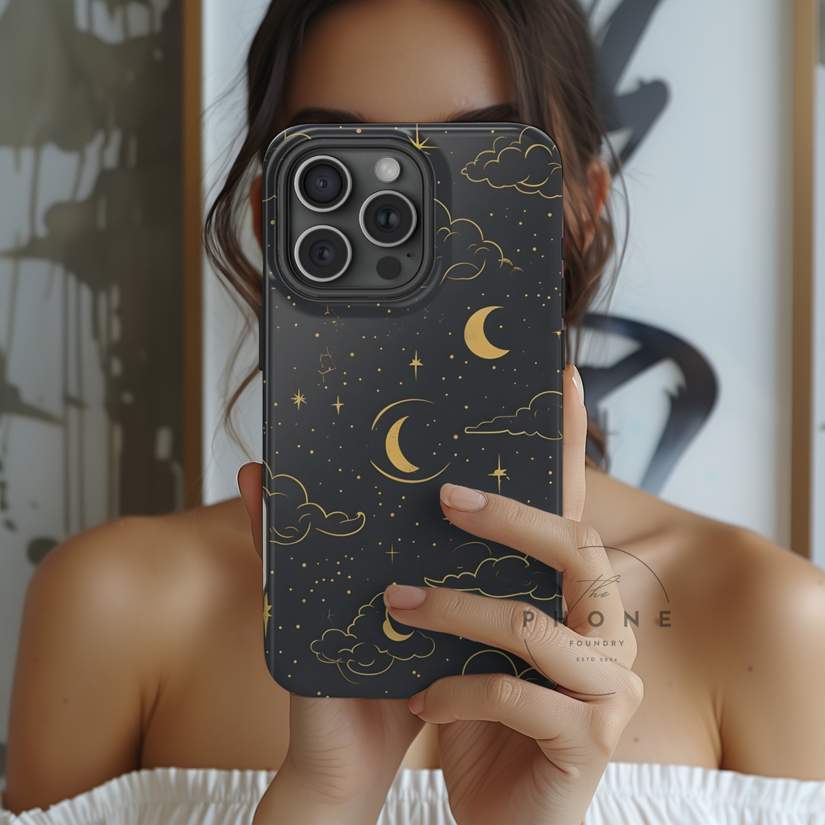 Celestial Slim Phone Case, Starry Night Design, Compatible with iPhone 17, 16, 15, 14, 13, 12, 11