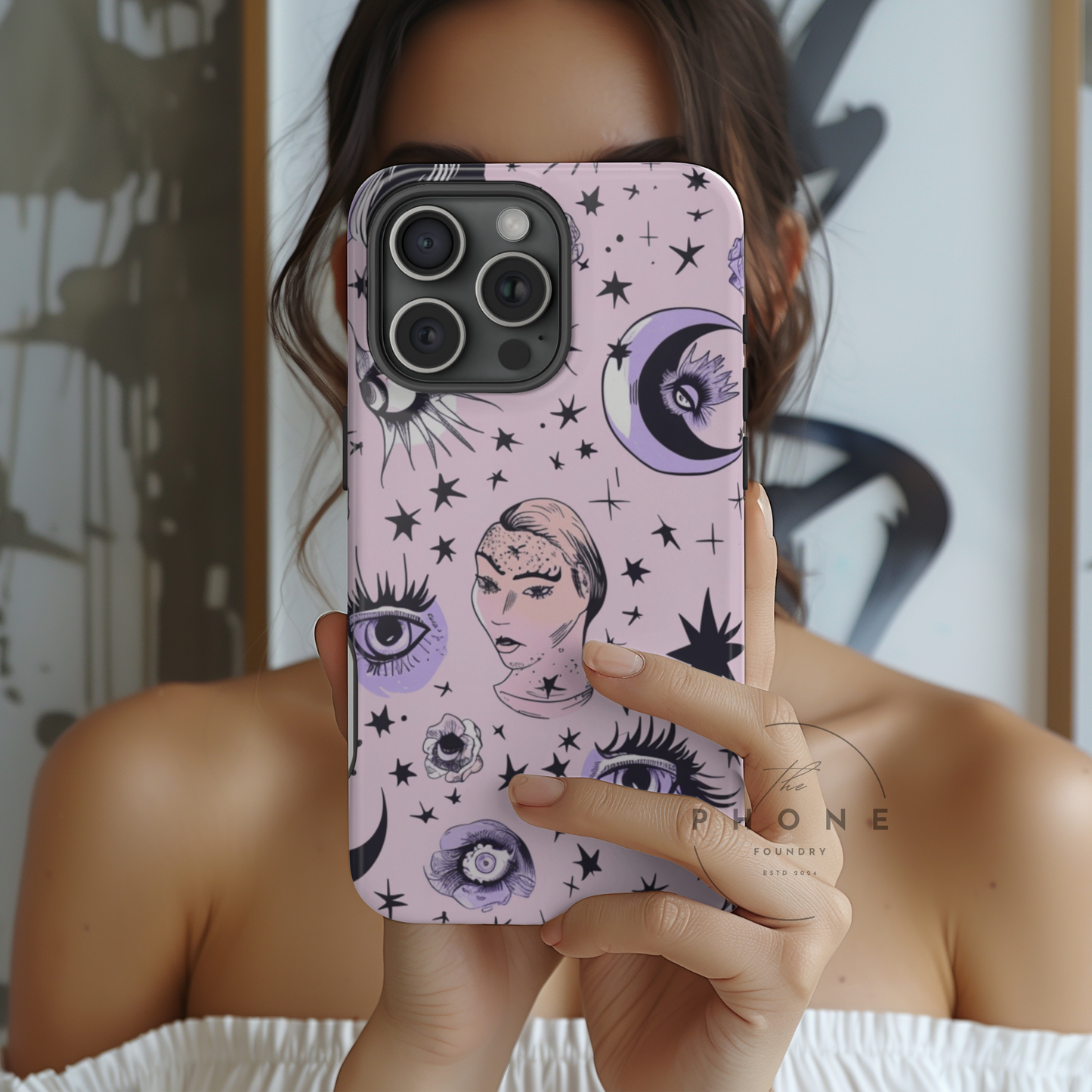 Celestial Magnetic Phone Case - Stylish Cosmic Design, Astrology Gifts, Moon & Stars, Compatible with iPhone 17, 16, 15, 14, 13