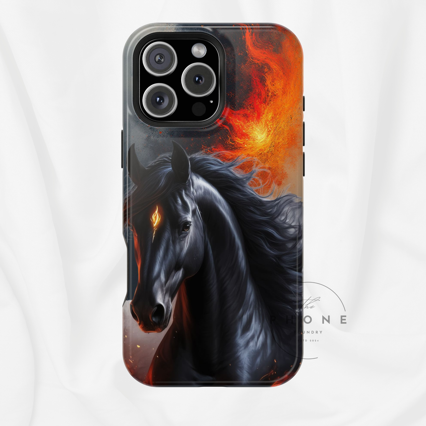 Year of the Horse Black Art Magnetic Phone Case, Chinese Zodiac 2026 Design, compatible with iPhone 17 16 15 14 13
