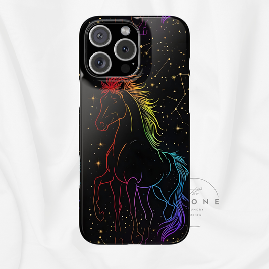 Year of the Horse Neon Art Slim Phone Case, Chinese Zodiac 2026 Design, compatible with iPhone 17 16 15 14 13 12 11