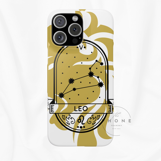 Leo Zodiac Slim Phone Case, Astrology Gift for Her, Celestial Star Sign Cover, Compatible with iPhone 17, 16, 15, 14, 13, 12, 11