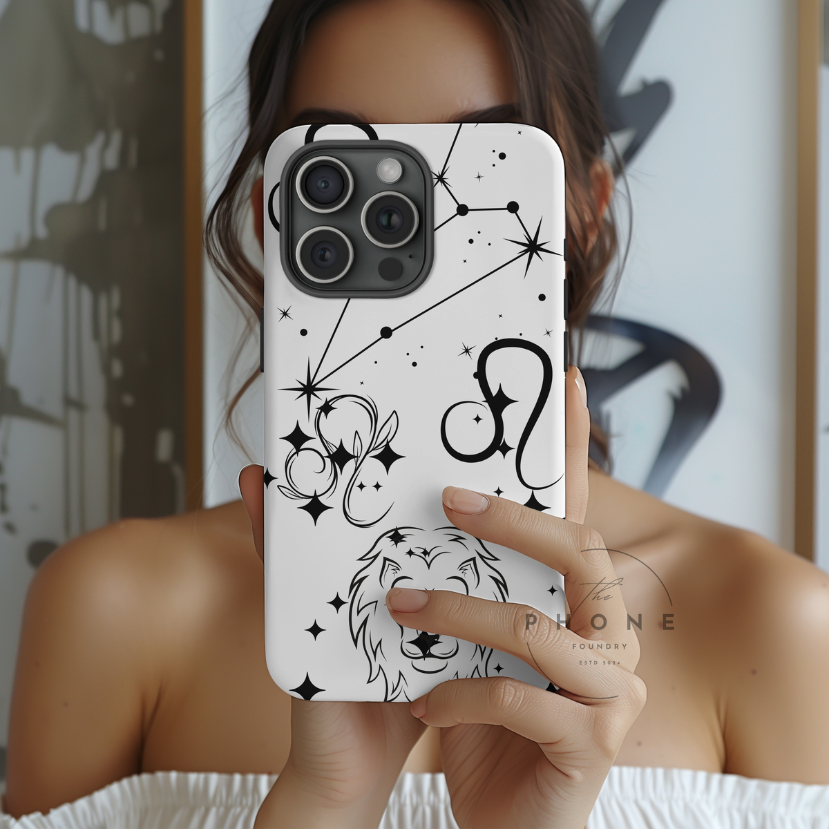 Leo Zodiac Slim Phone Case, Astrology Gift for Her, Celestial Star Sign Cover, Compatible with iPhone 17, 16, 15, 14, 13, 12, 11