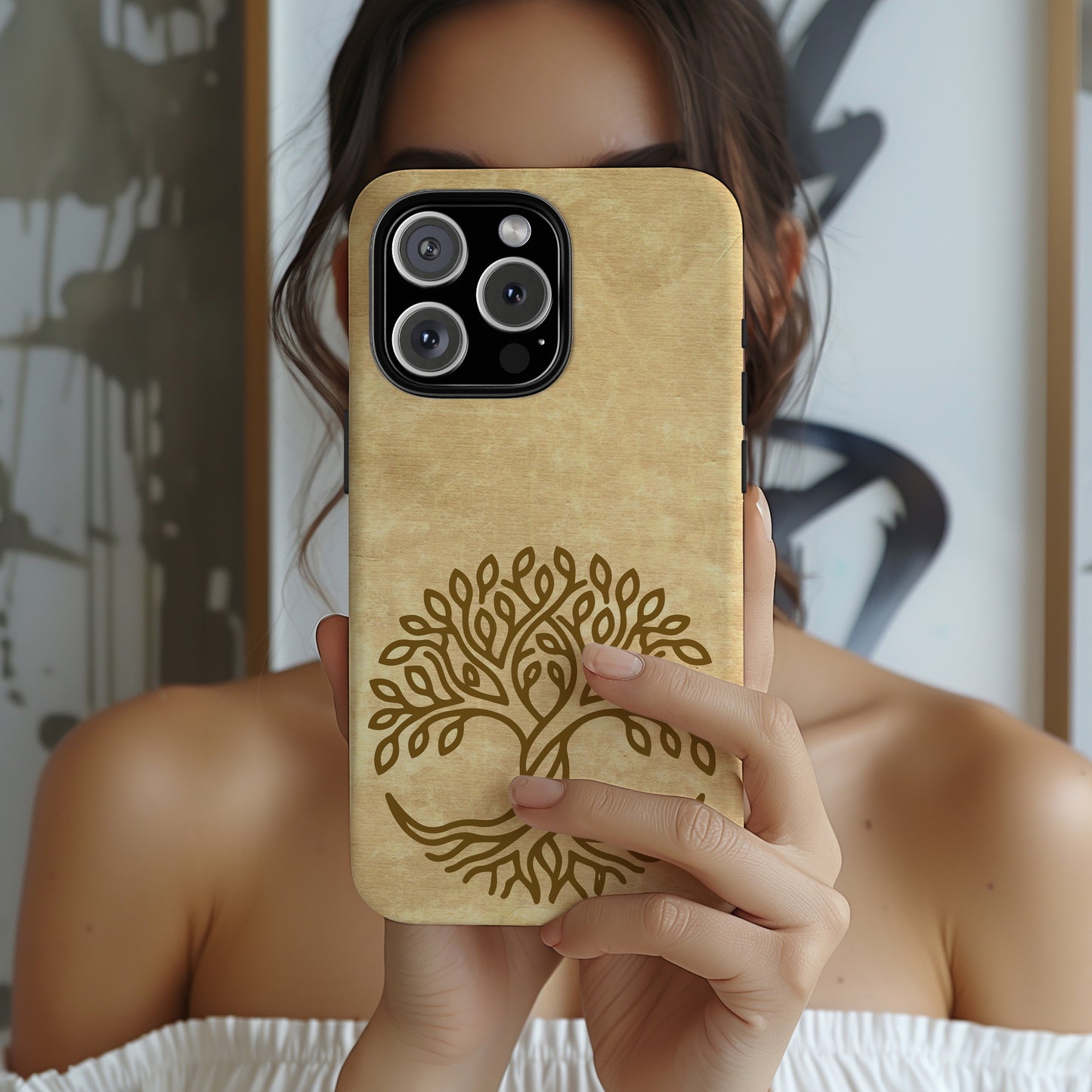 Celtic Tree of Life Tough Phone Case Manuscript Parchment Irish Symbol Cover iPhone 17 16 15 14 13 Galaxy Google