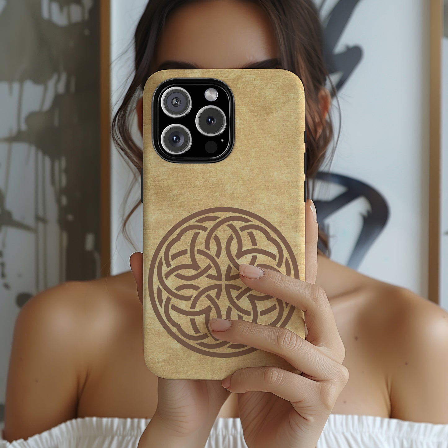 Celtic Shield Knot Tough Phone Case, Irish Medallion Emblem Design, Vintage Manuscript Celtic Crest iPhone Case, Heritage Gift
