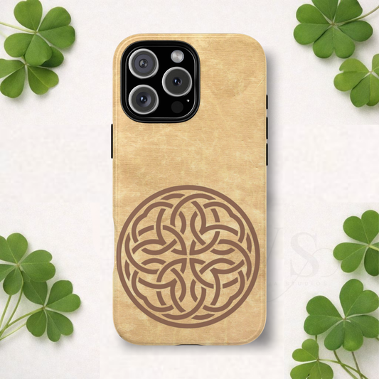 Celtic Shield Knot Tough Phone Case, Irish Medallion Emblem Design, Vintage Manuscript Celtic Crest iPhone Case, Heritage Gift