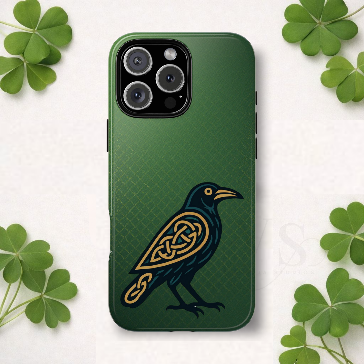 Celtic Raven Tough Phone Case, Irish Mythology Bird Design, Gold Raven iPhone Case, Gothic Celtic Symbol, Heritage Gift Idea