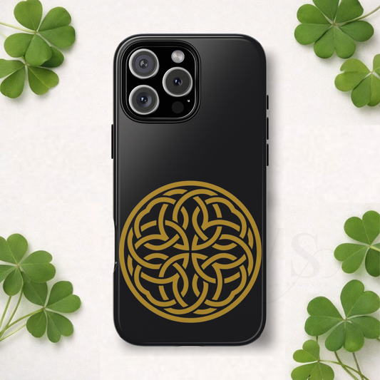 Celtic Shield Knot Tough Phone Case, Irish Medallion Symbol, Gold Celtic Knot iPhone Case, Irish Heritage Gift, Celtic Art Design