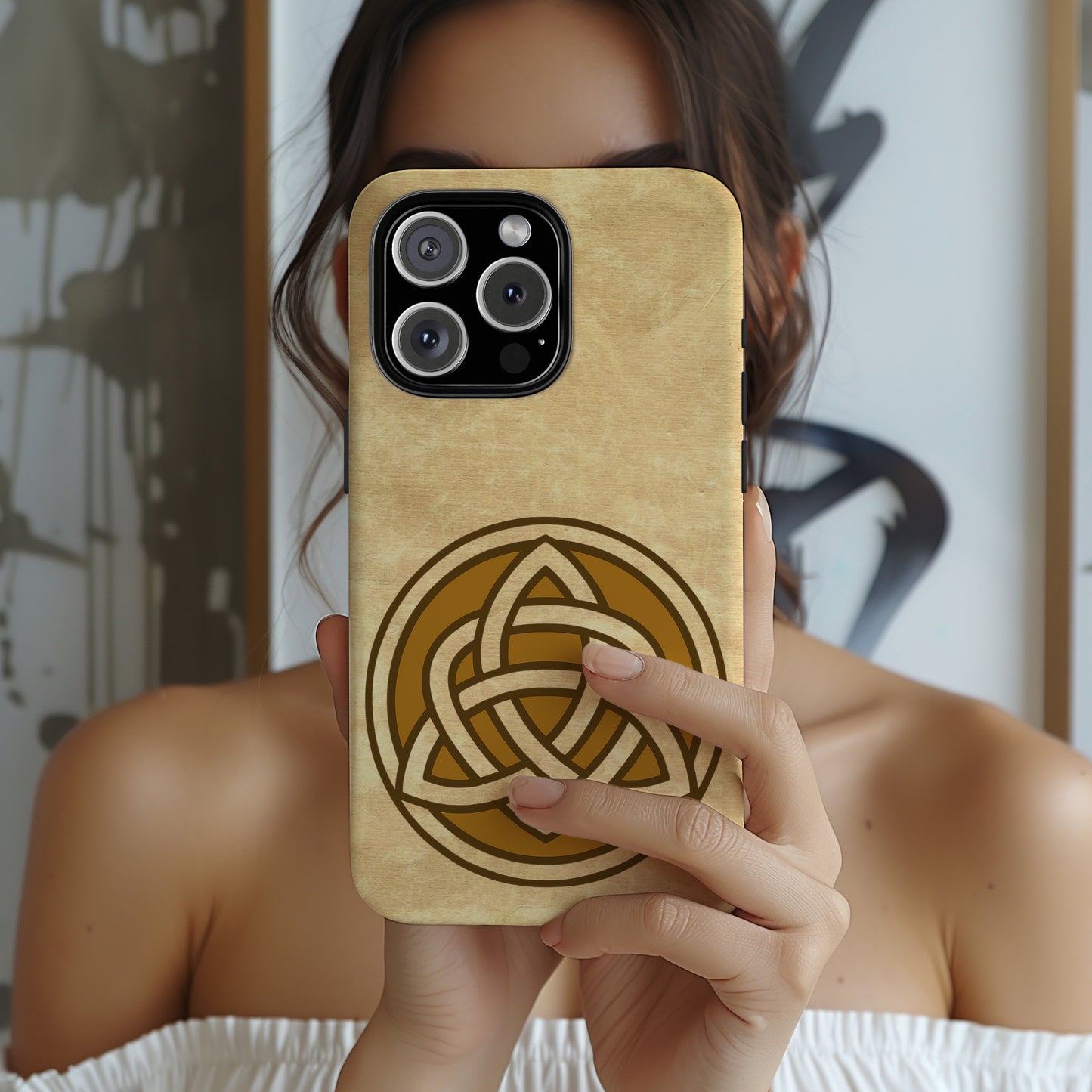 Celtic Shield Knot Manuscript Tough Phone Case Irish Medieval Symbol Compatible with iPhone 17 16 15 14 13 12 11 Pro Max Galaxy Pixel