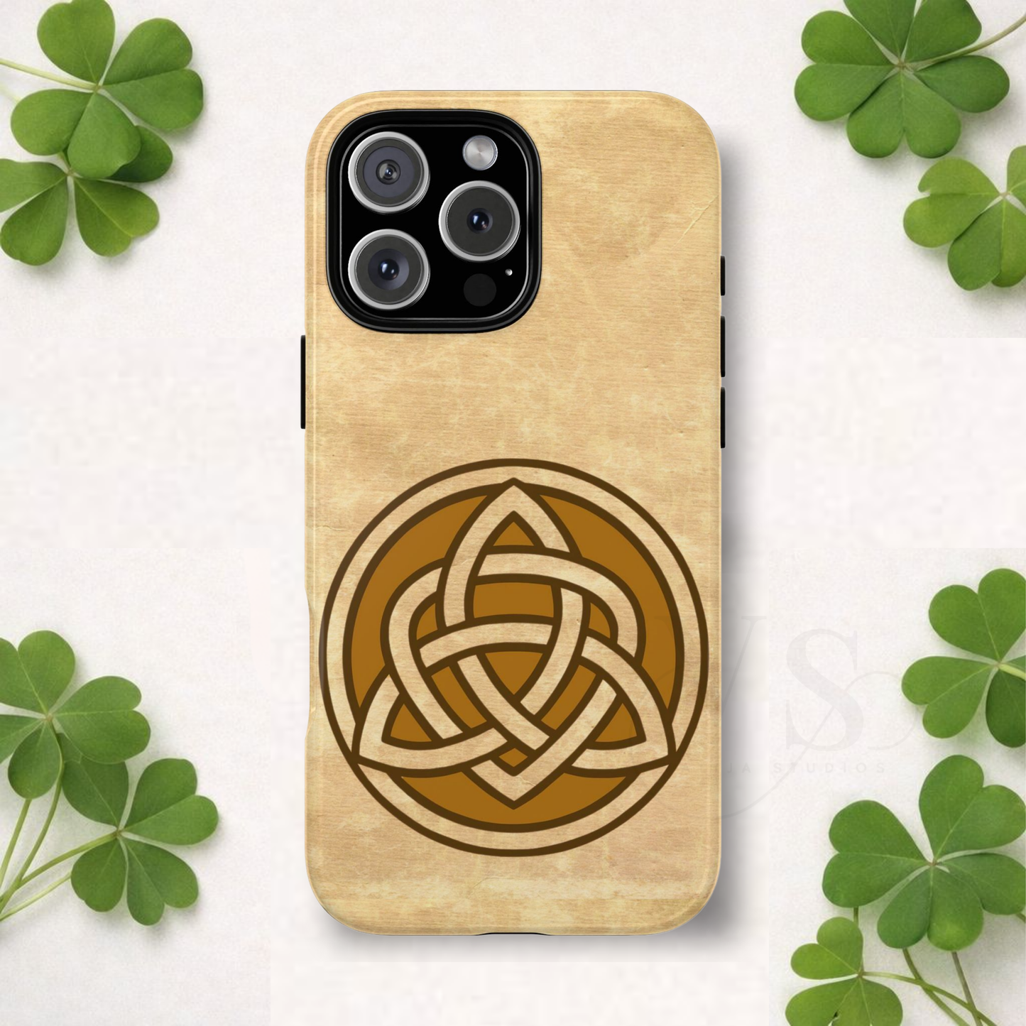 Celtic Shield Knot Manuscript Tough Phone Case Irish Medieval Symbol Compatible with iPhone 17 16 15 14 13 12 11 Pro Max Galaxy Pixel