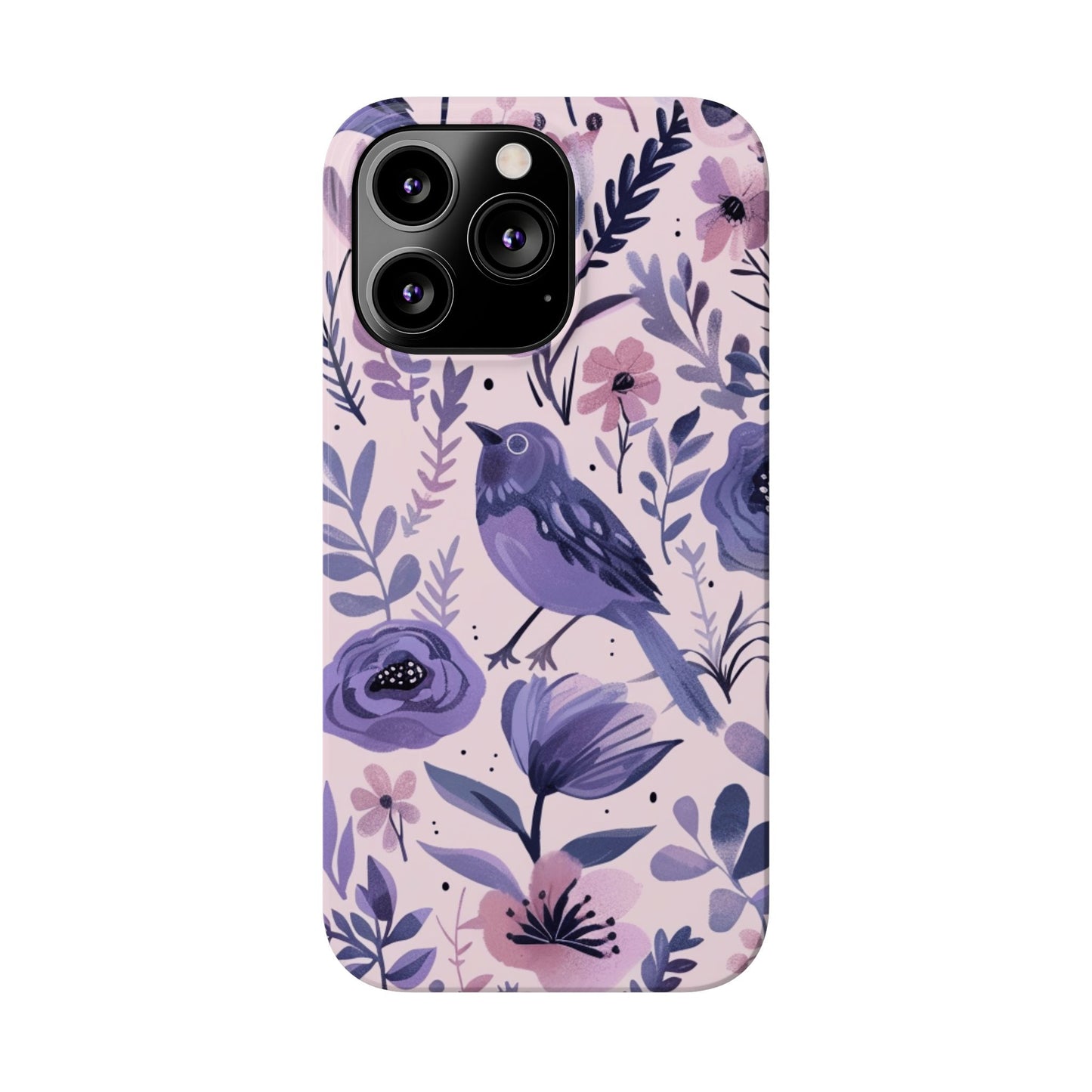 Floral Bird Slim Phone Case, Elegant Phone Cover, Cute Gift for Bird Lovers, Spring Vibes, Nature-Inspired