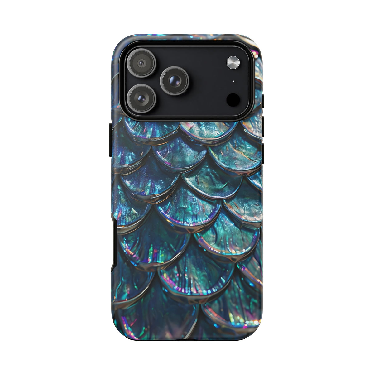 Mermaid Scale Tough Phone Case, Holographic Ocean Aesthetic, Compatible with iPhone 17 16 15 14 13, Galaxy, Google