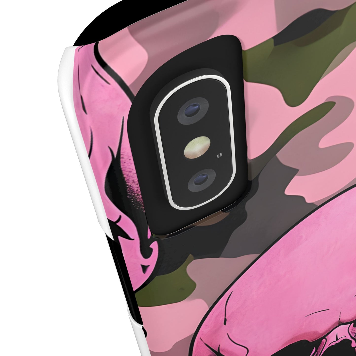 Pink Camo Skull Phone Case, Slim Case for iPhone, Edgy Phone Accessory, Unique Gift for Her, Trendy Tech Lover