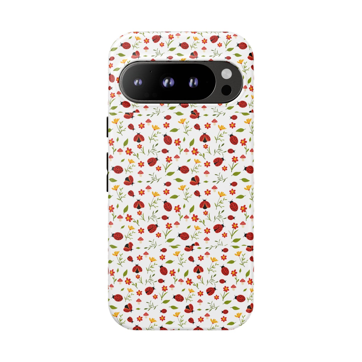 Ladybug Tough Phone Case - Cute Insect Aesthetic, Nature-Inspired Pattern Art, Compatible with iPhone, Galaxy, and Google Phones