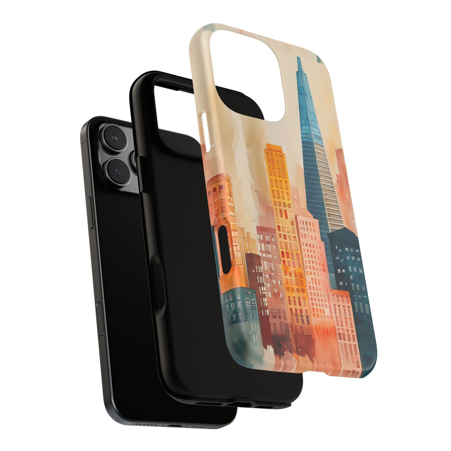 San Francisco Cityscape Tough Phone Case - Tropical Skyline Aesthetic, Sunset Beach Urban Art, Compatible with iPhone, Galaxy, and Google