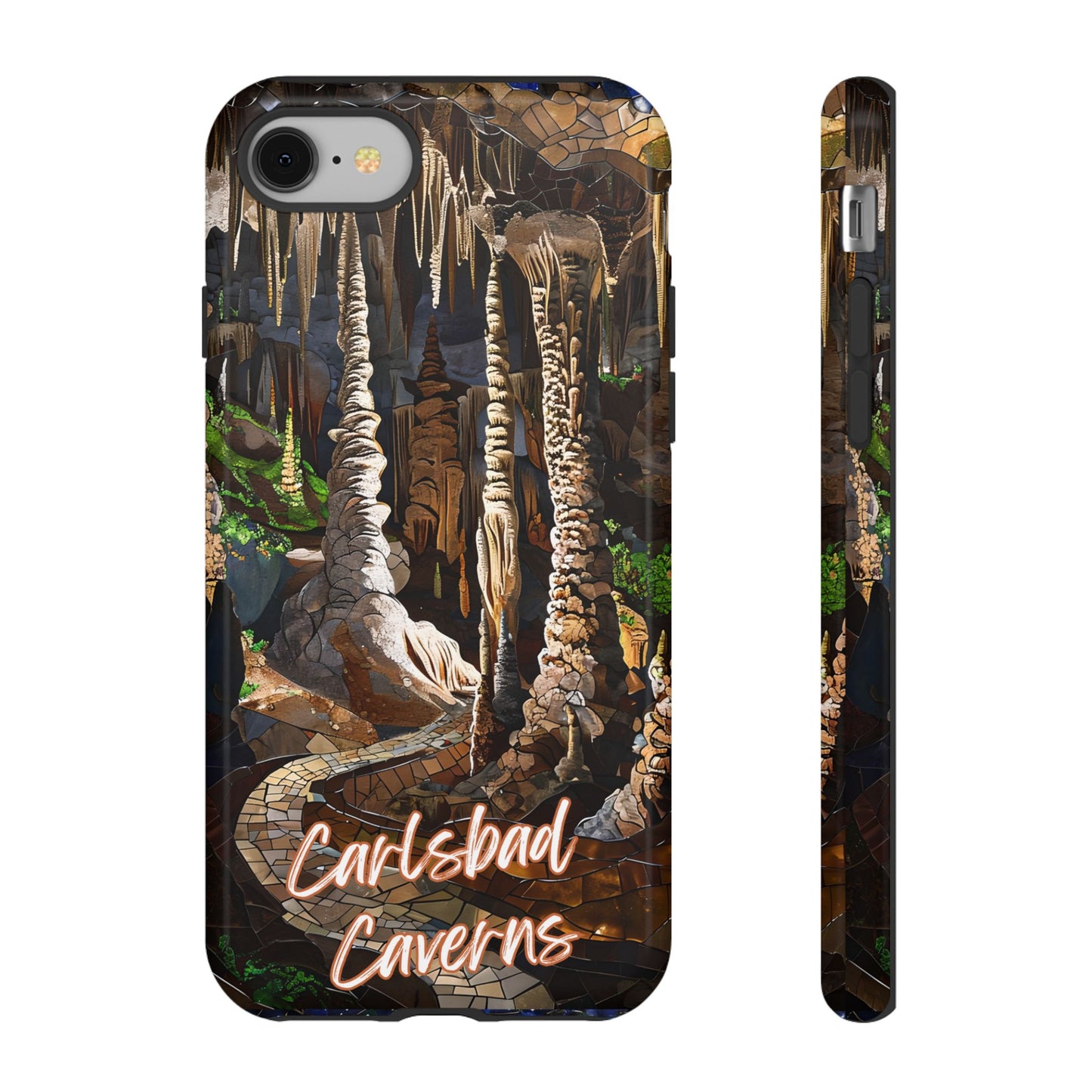 Carlsbad Caverns Mosaic Tough Phone Case, Cave Landscape Art, Moody Nature Aesthetic, Compatible with iPhone, Galaxy, and Google Phones