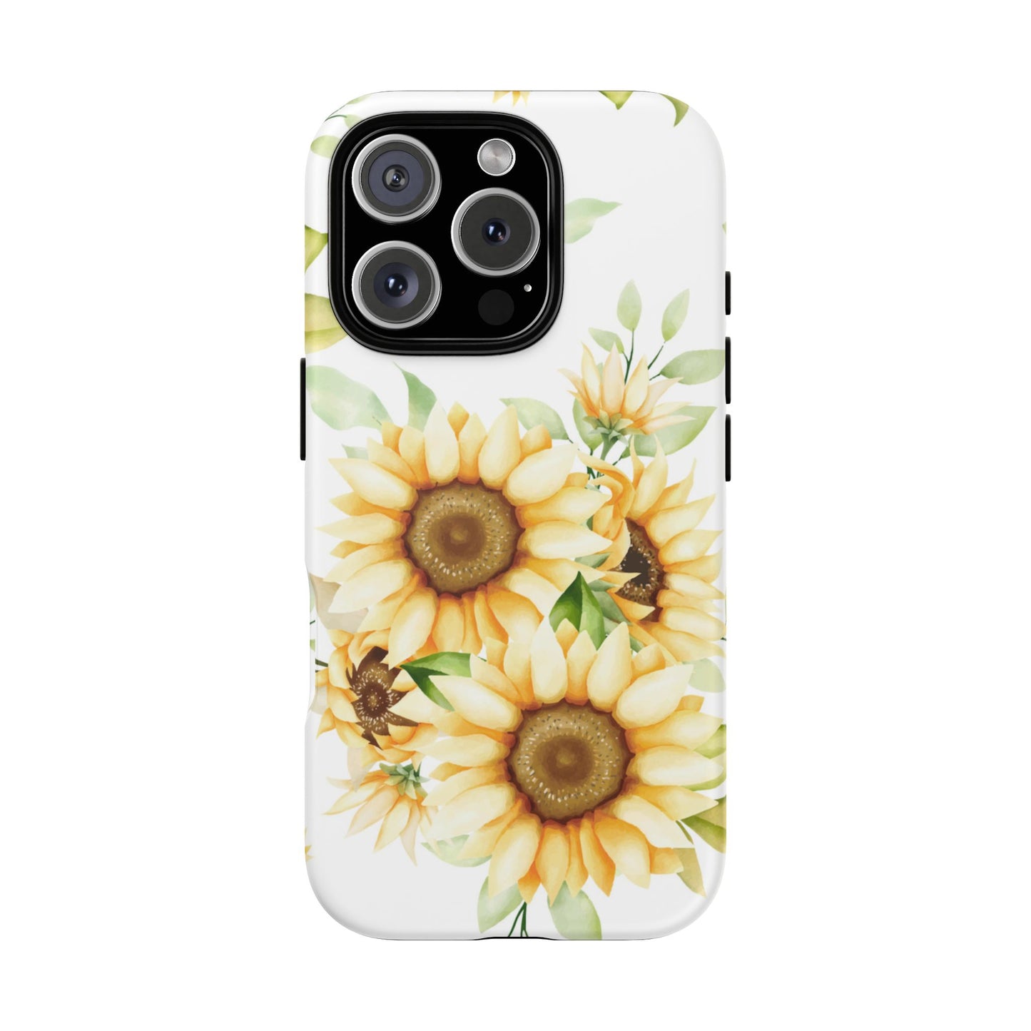 Sunflower Floral Tough Phone Case - Watercolor Botanical Art, Bright Nature Aesthetic, Compatible with iPhone, Galaxy, and Google Phones