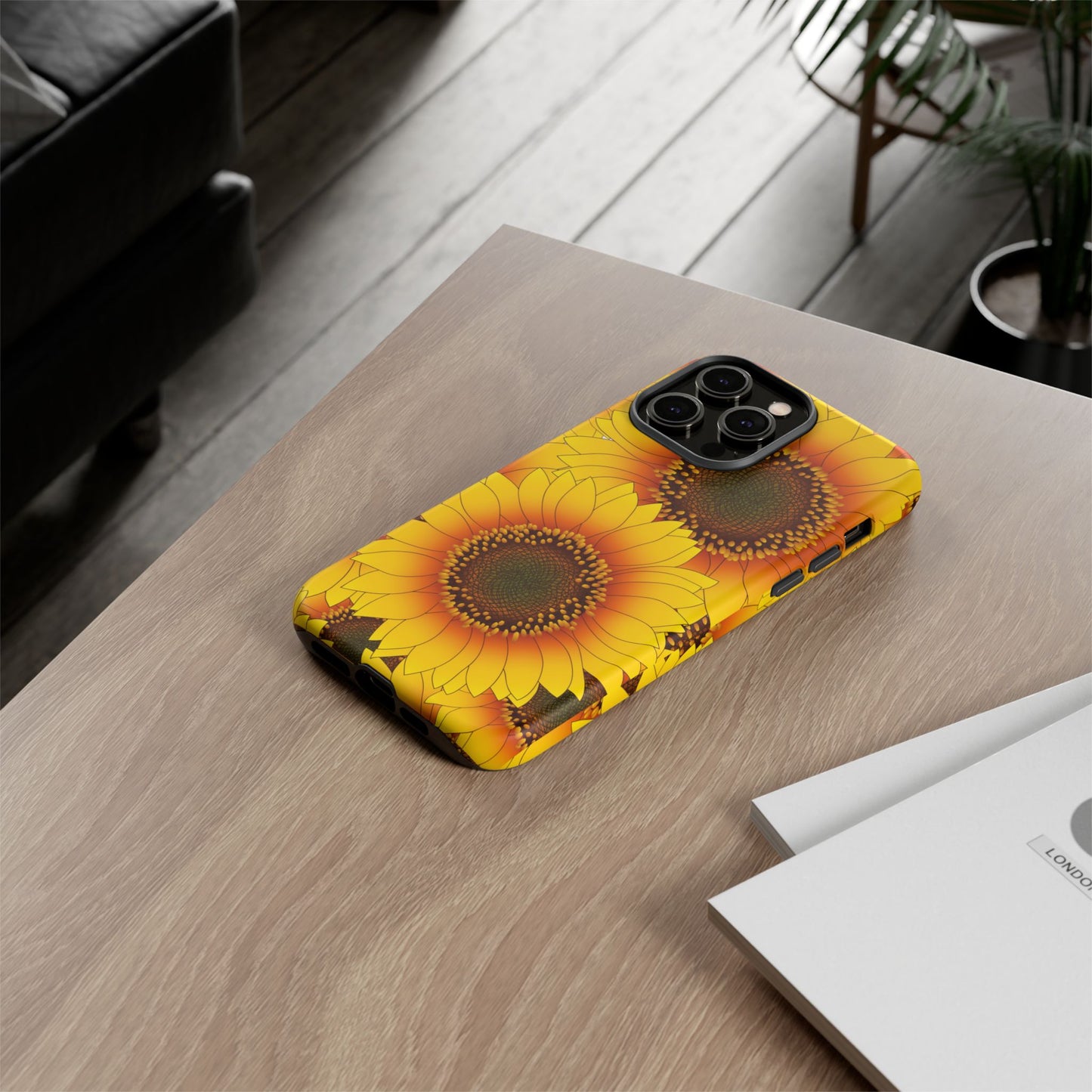 Sunflower Aesthetic Tough Phone Case - Bright Floral Art, Bold Yellow Sunflower Design, Compatible with iPhone, Galaxy, and Google Phones