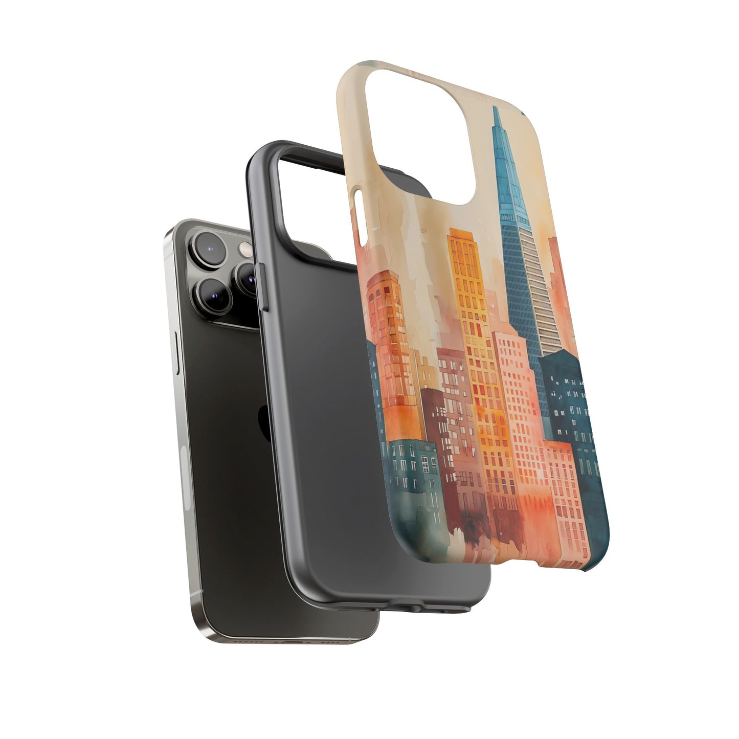 San Francisco Cityscape Tough Phone Case - Tropical Skyline Aesthetic, Sunset Beach Urban Art, Compatible with iPhone, Galaxy, and Google