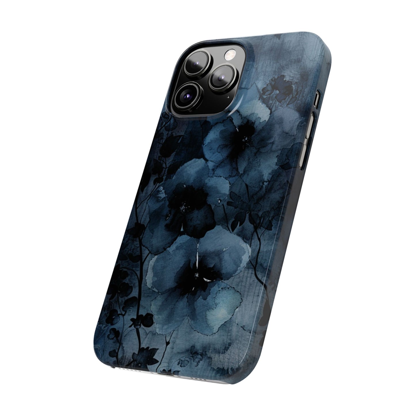 Elegant Floral Slim Phone Cases | Trendy Phone Cover, Blue Flower Design, Gift for Her, Stylish Mobile Case, Floral Accessories