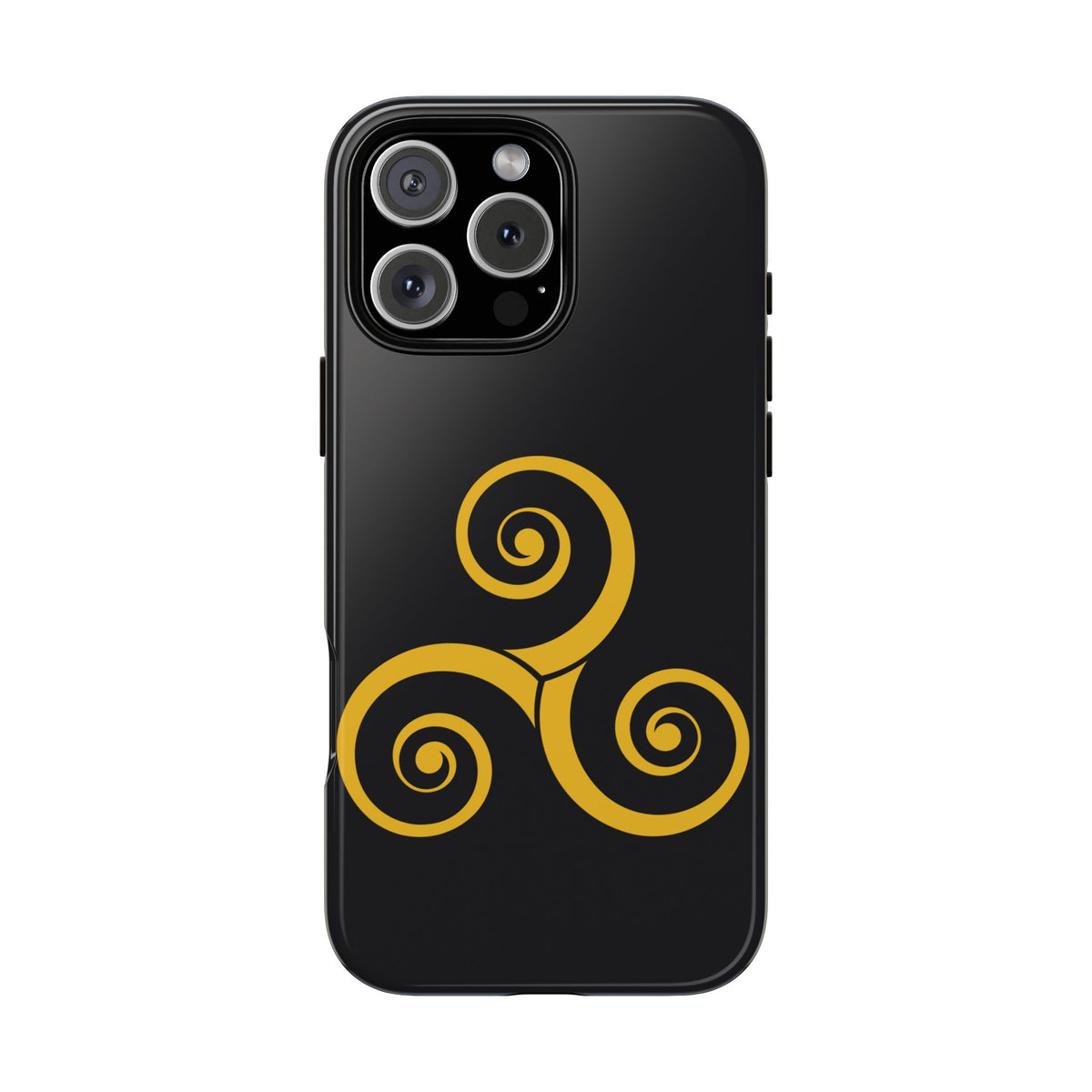 Gold Triskelion Tough Phone Case Celtic Spiral Irish Symbol Compatible with iPhone 17 16 15 14 13 Galaxy Google