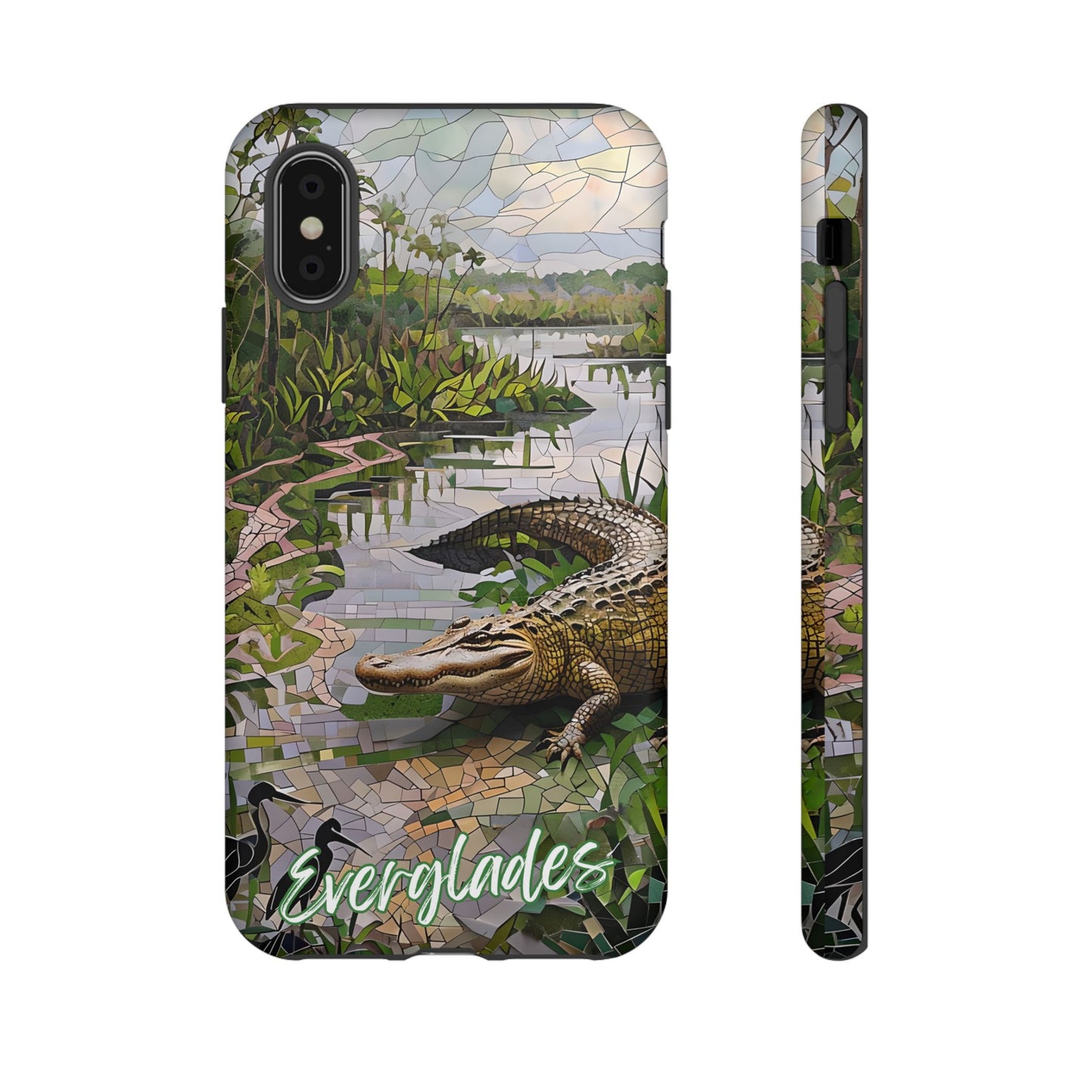 Everglades Mosaic Tough Phone Case - Tropical Wetland Art, Lush Green  Nature Aesthetic, Compatible with iPhone, Galaxy, and Google Phones
