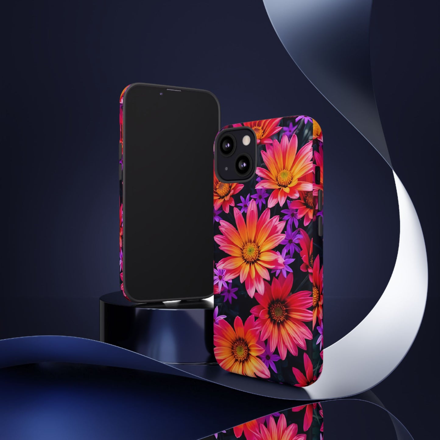 Bold Garden Flower Tough Phone Case - Colorful Floral Print, Bright Botanical Aesthetic, Compatible with iPhone, Galaxy, and Google Phones