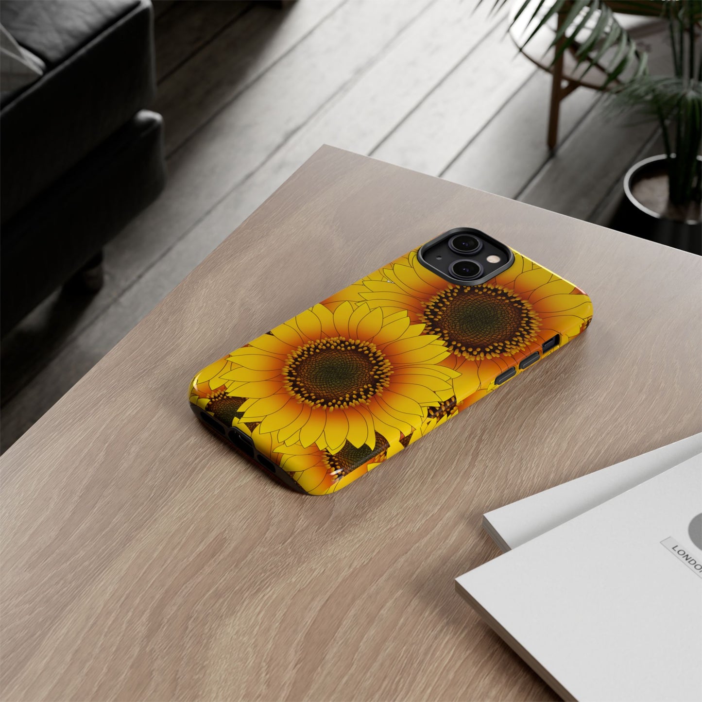 Sunflower Aesthetic Tough Phone Case - Bright Floral Art, Bold Yellow Sunflower Design, Compatible with iPhone, Galaxy, and Google Phones