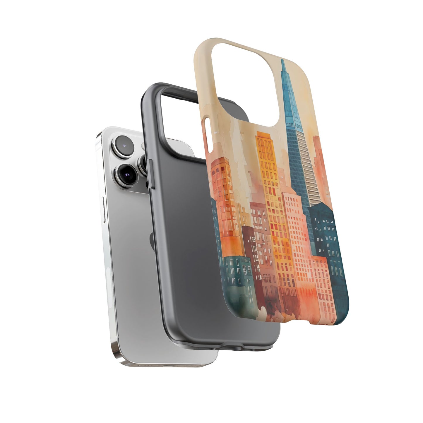 San Francisco Cityscape Tough Phone Case - Tropical Skyline Aesthetic, Sunset Beach Urban Art, Compatible with iPhone, Galaxy, and Google