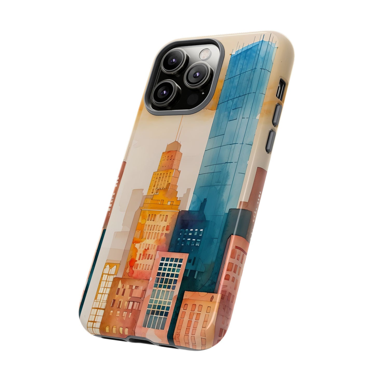 Boston Cityscape Tough Phone Case - Tropical Skyline Aesthetic, Sunset Beach Urban Art, Compatible with iPhone, Galaxy, and Google Phones
