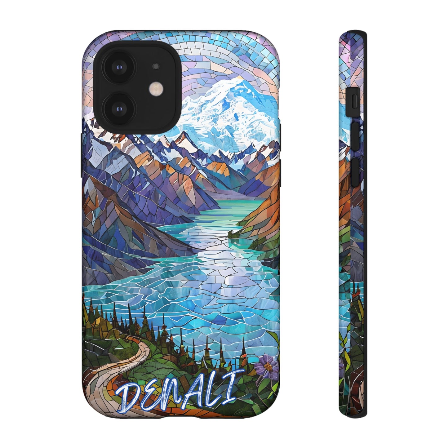 Denali National Park Alaska Phone Case, Mosaic Phone Case, Mountain Nature Art, National Park Gift,Stained Glass Scenic Forest Phone Cover,