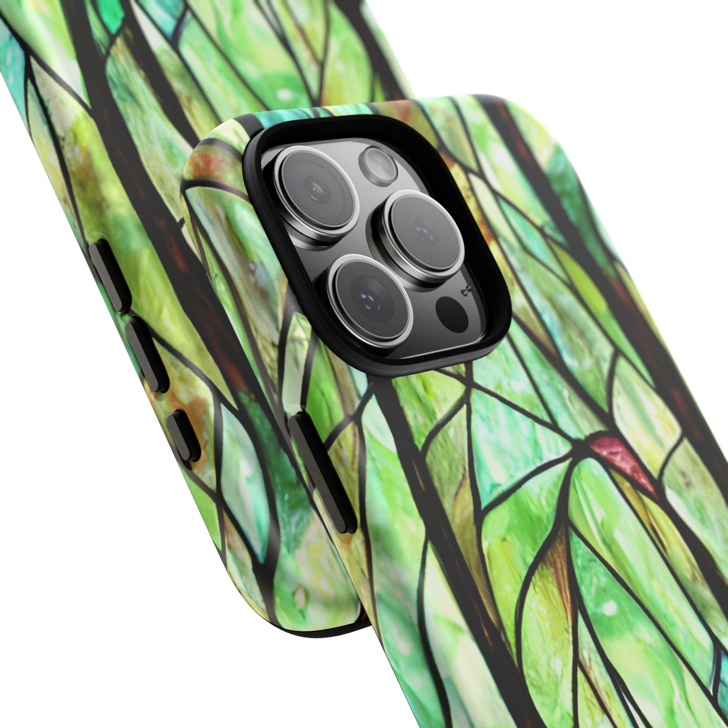 Stained Glass Forest Phone Case - Tough Nature Inspired Case compatible with iPhone 16 Pro Max Plus 15 14 13 12 11 X Samsung, Google Pixel