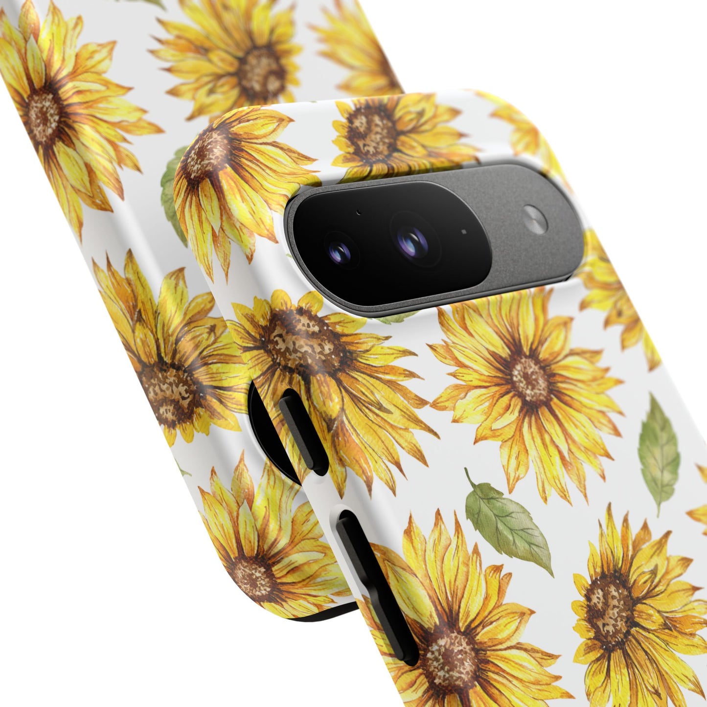 Sunflower Floral Tough Phone Case - Watercolor Botanical Print, Bright Nature Aesthetic, Compatible with iPhone, Galaxy, and Google Phones