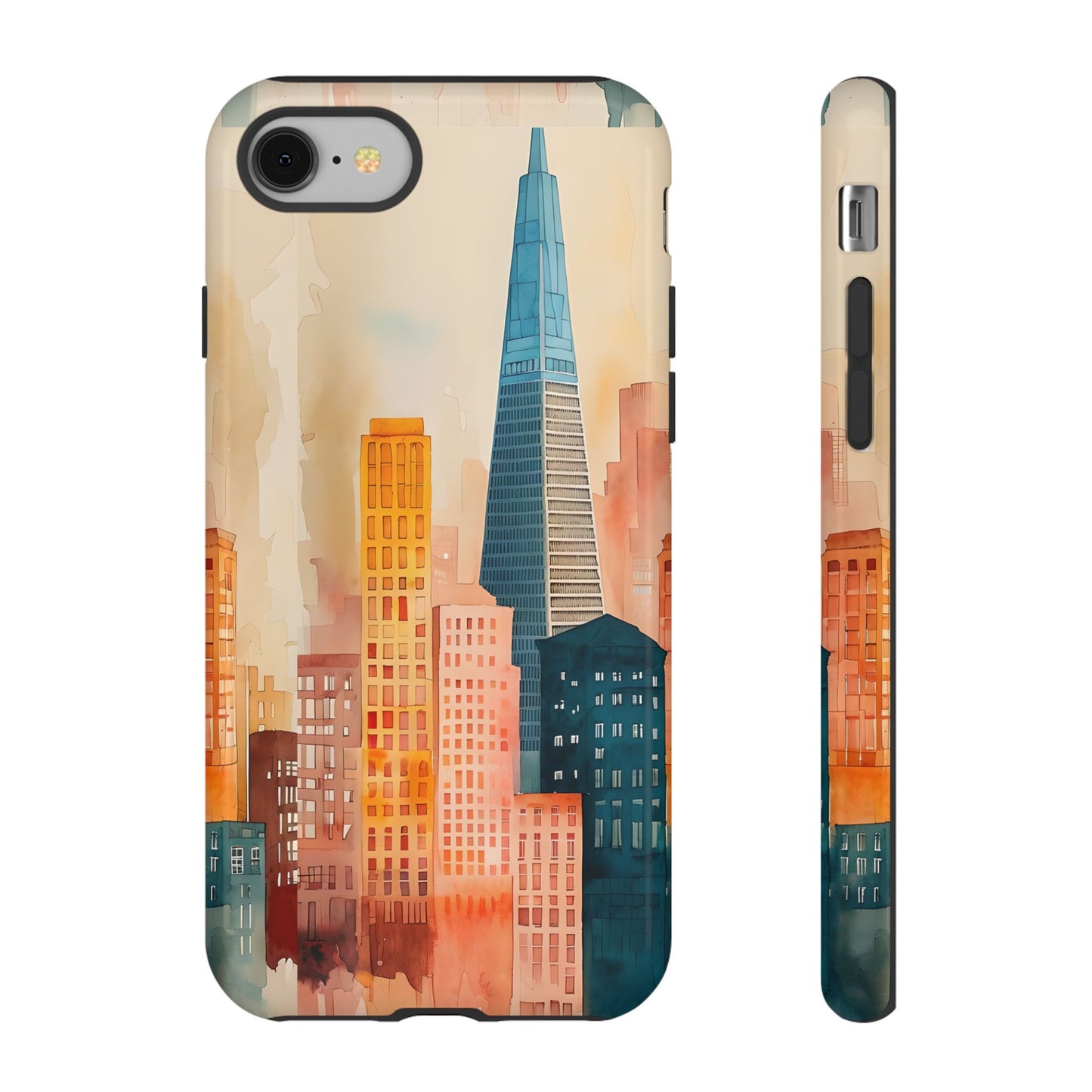 San Francisco Cityscape Tough Phone Case - Tropical Skyline Aesthetic, Sunset Beach Urban Art, Compatible with iPhone, Galaxy, and Google