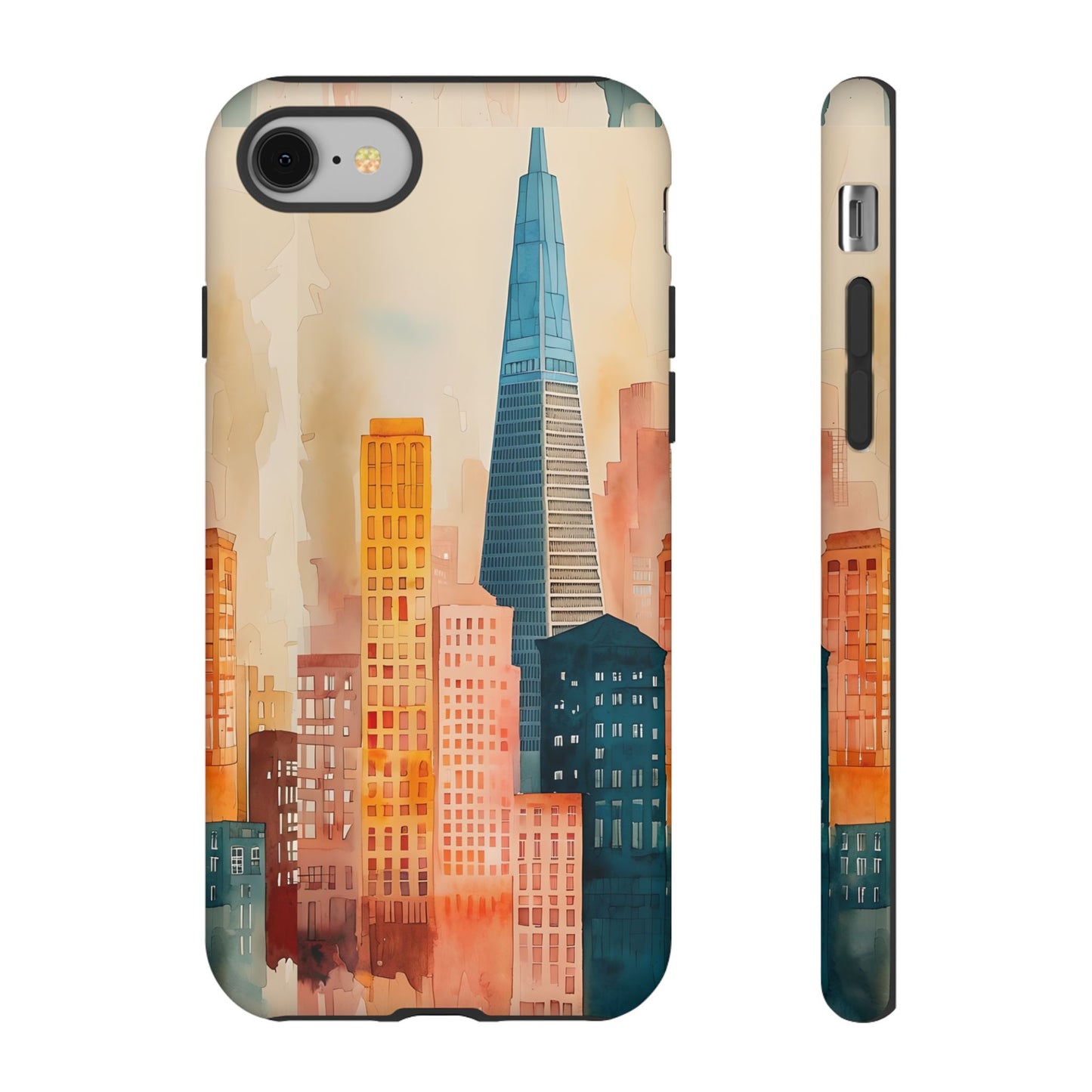 San Francisco Cityscape Tough Phone Case - Tropical Skyline Aesthetic, Sunset Beach Urban Art, Compatible with iPhone, Galaxy, and Google