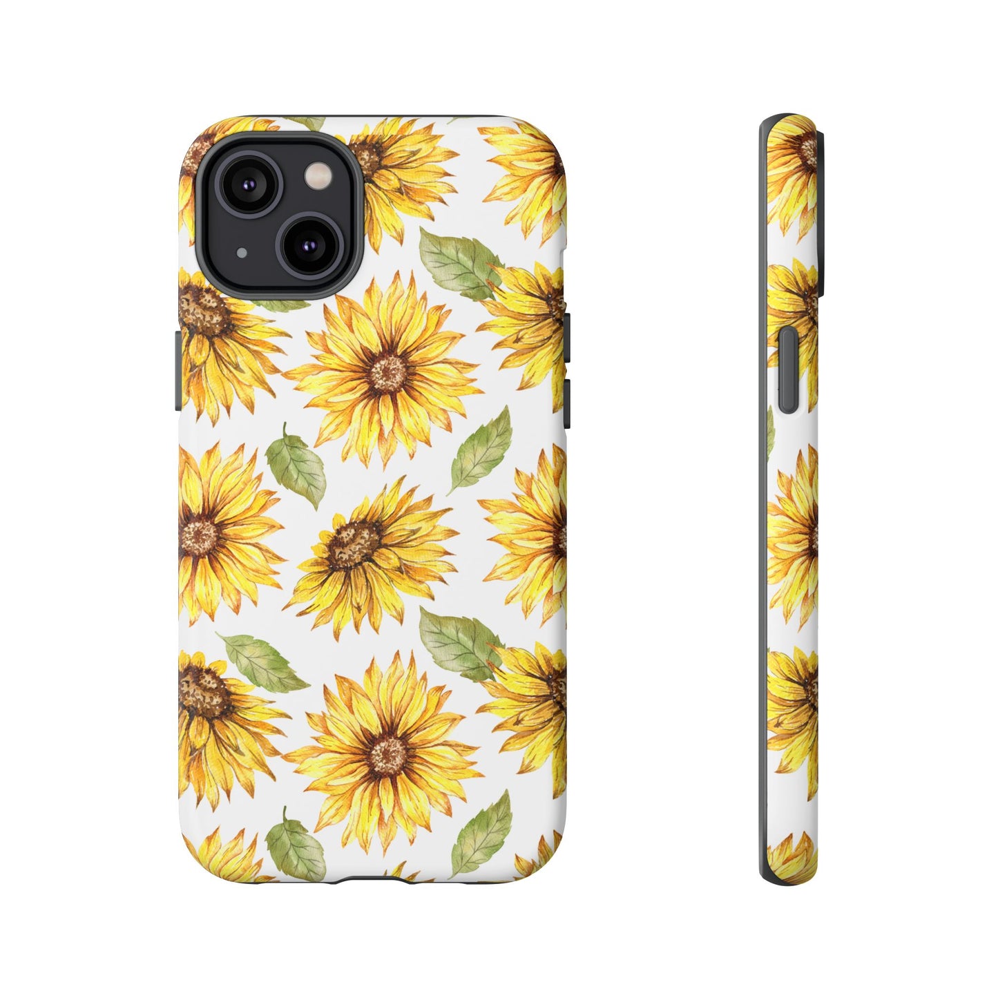 Sunflower Floral Tough Phone Case - Watercolor Botanical Print, Bright Nature Aesthetic, Compatible with iPhone, Galaxy, and Google Phones