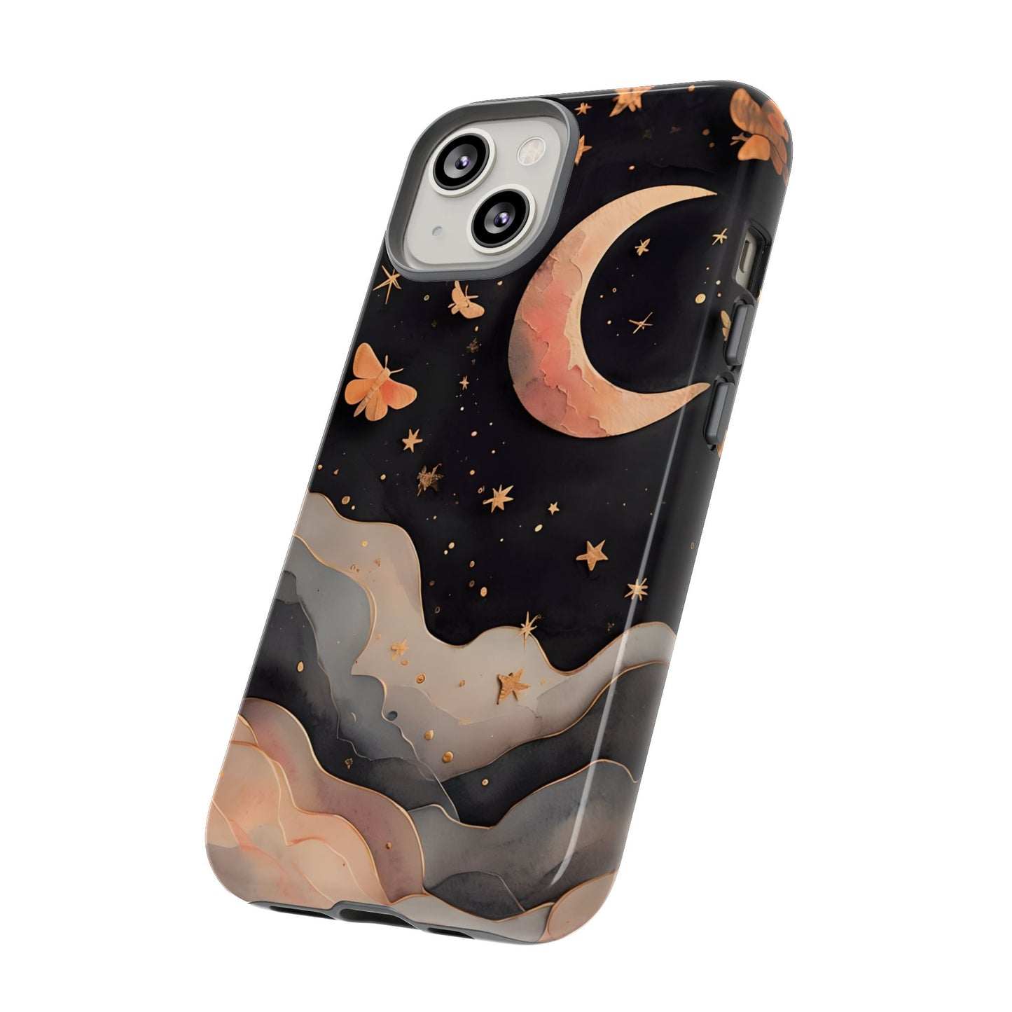 Moonlit Dream Tough Phone Case, Night Sky Art, Celestial Design, Moon Lovers, Compatible with iPhone 17, 16, 15, 14, 13, Galaxy, Google