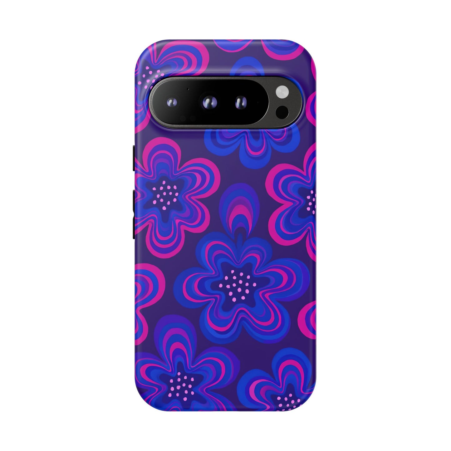 Retro Swirl Flower Tough Phone Case - Groovy Psychedelic Floral Pattern, Funky Vintage Aesthetic, Compatible with iPhone, Galaxy, and Google