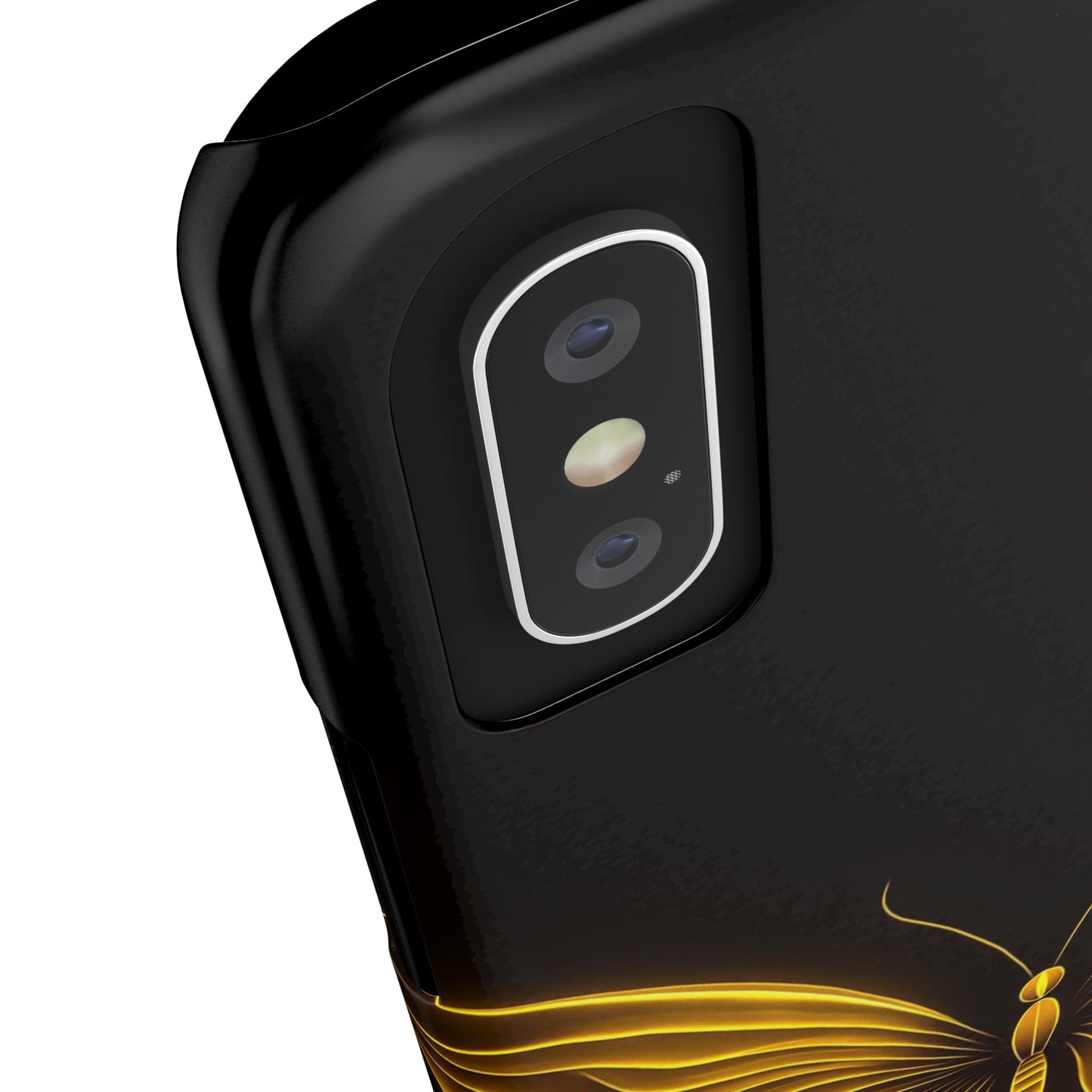 Golden Butterfly Phone Case, Elegant Insect Art, Black Aesthetic Slim Phone Case Compatible with iPhone, Galaxy, Google