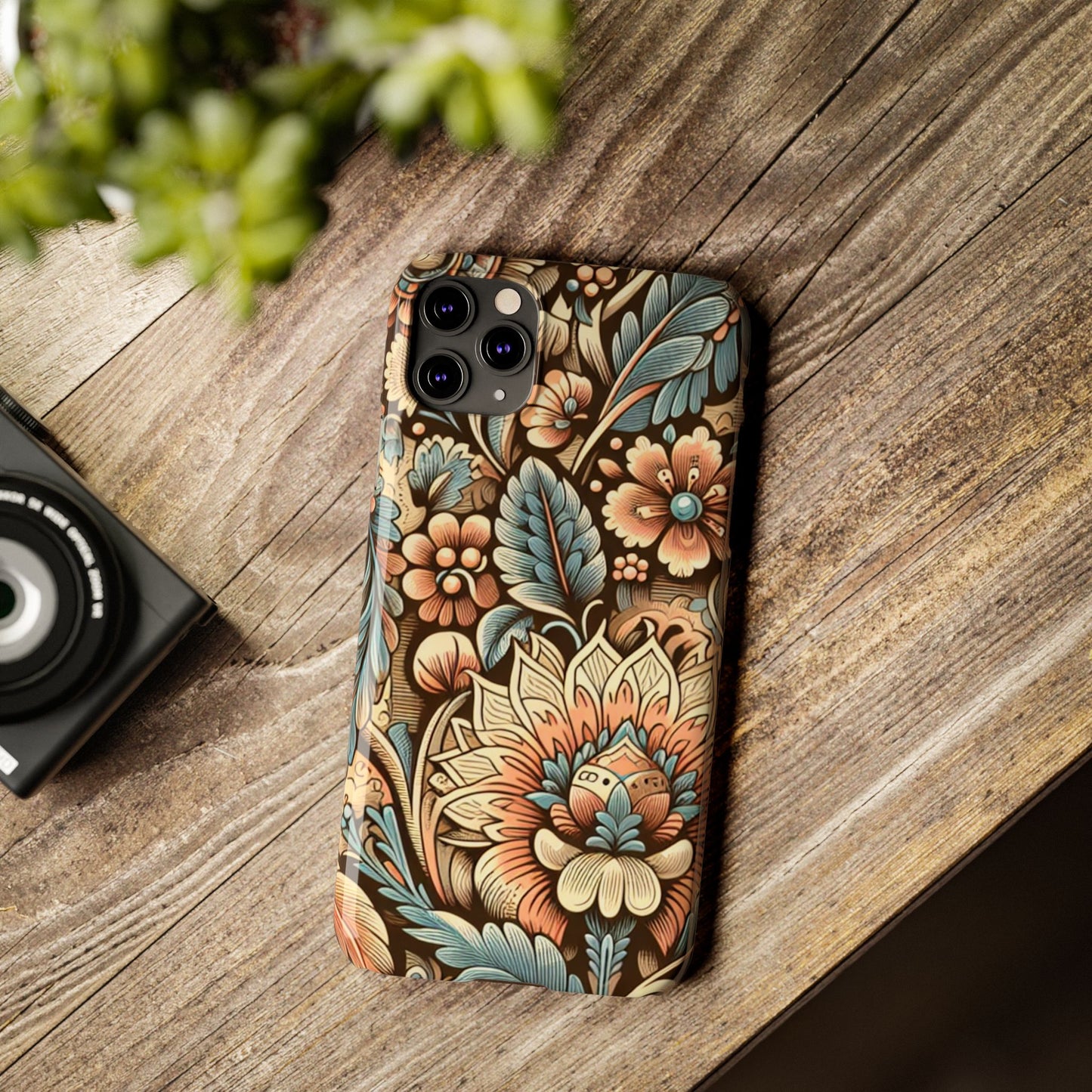 Floral Slim Phone Case, Boho Chic Phone Cover, Stylish Gift for Her, Spring and Summer Accessory, Trendy Phone Protector