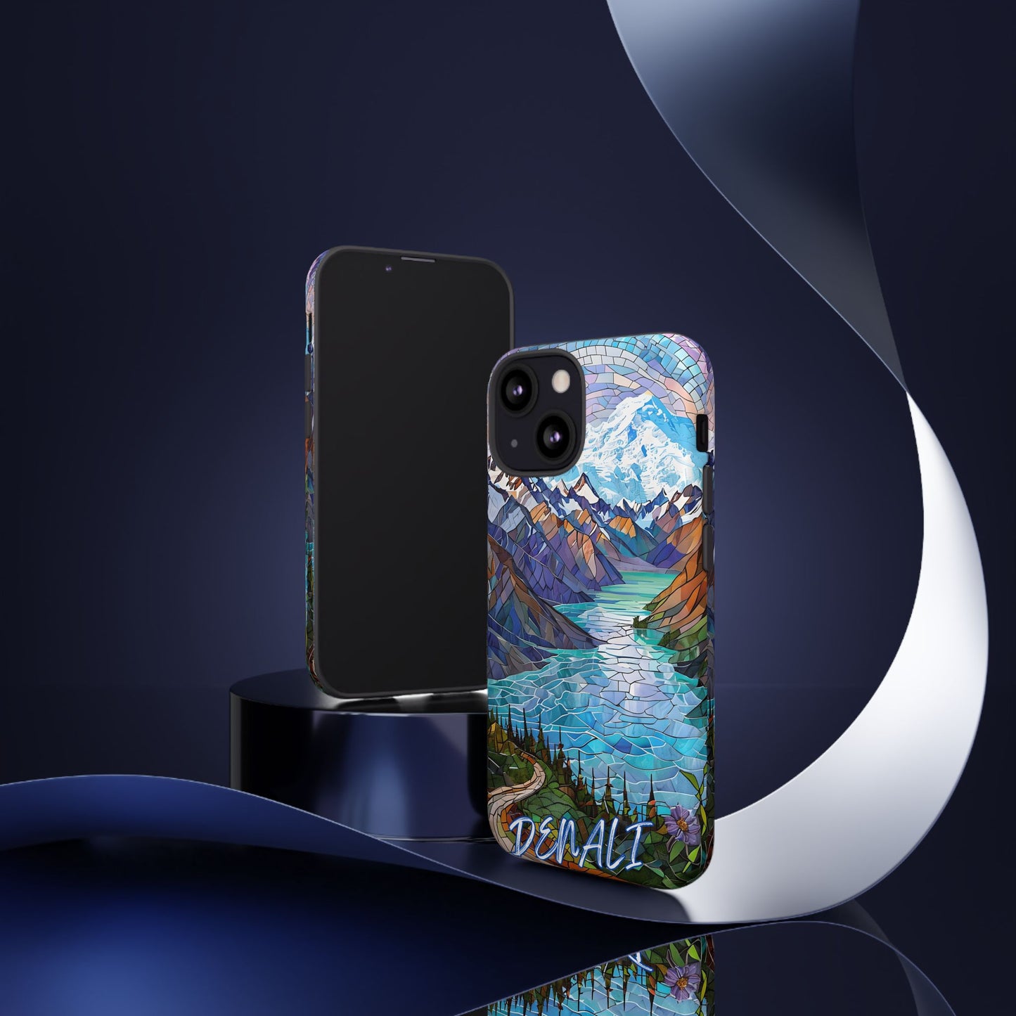 Denali National Park Alaska Phone Case, Mosaic Phone Case, Mountain Nature Art, National Park Gift,Stained Glass Scenic Forest Phone Cover,