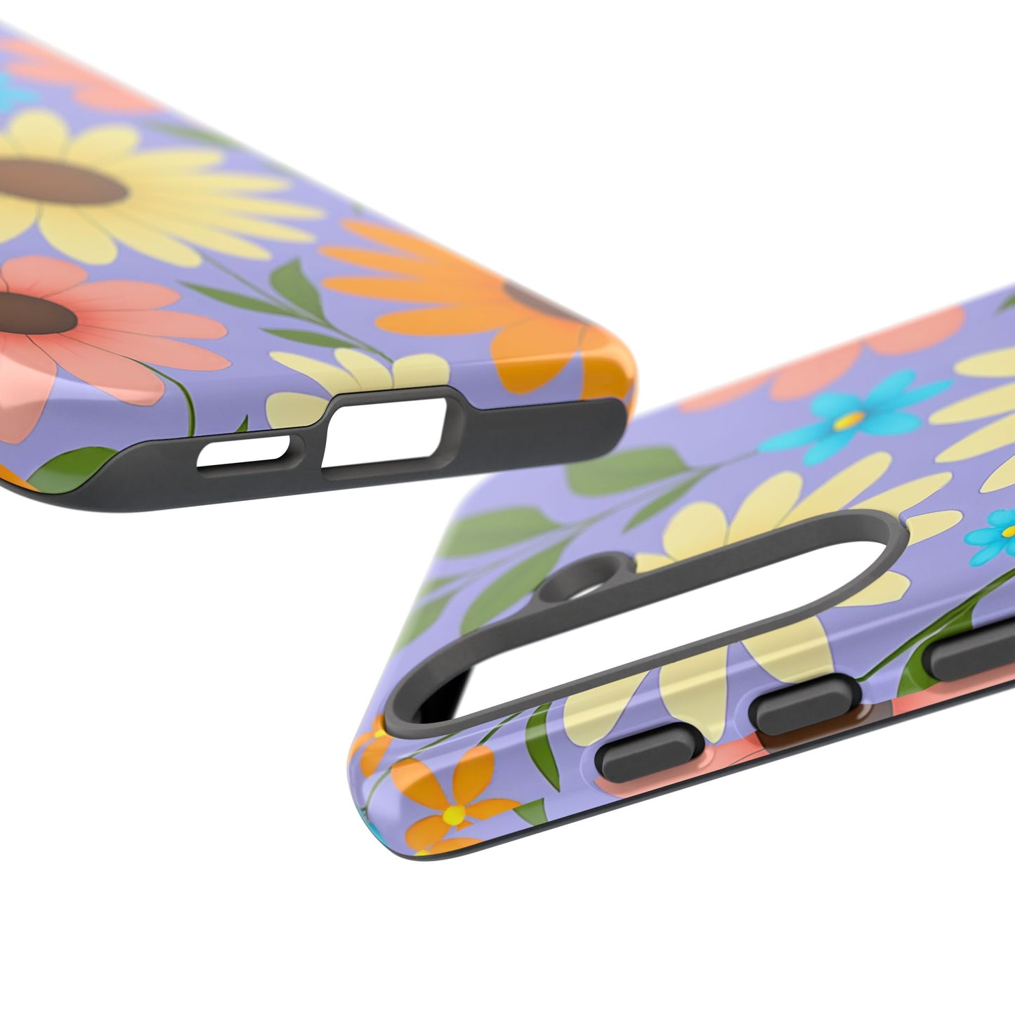 Minimal Daisy Flower Tough Phone Case - Retro Coquette Floral Print, Cute Soft Aesthetic, Compatible with iPhone, Galaxy, and Google Phones