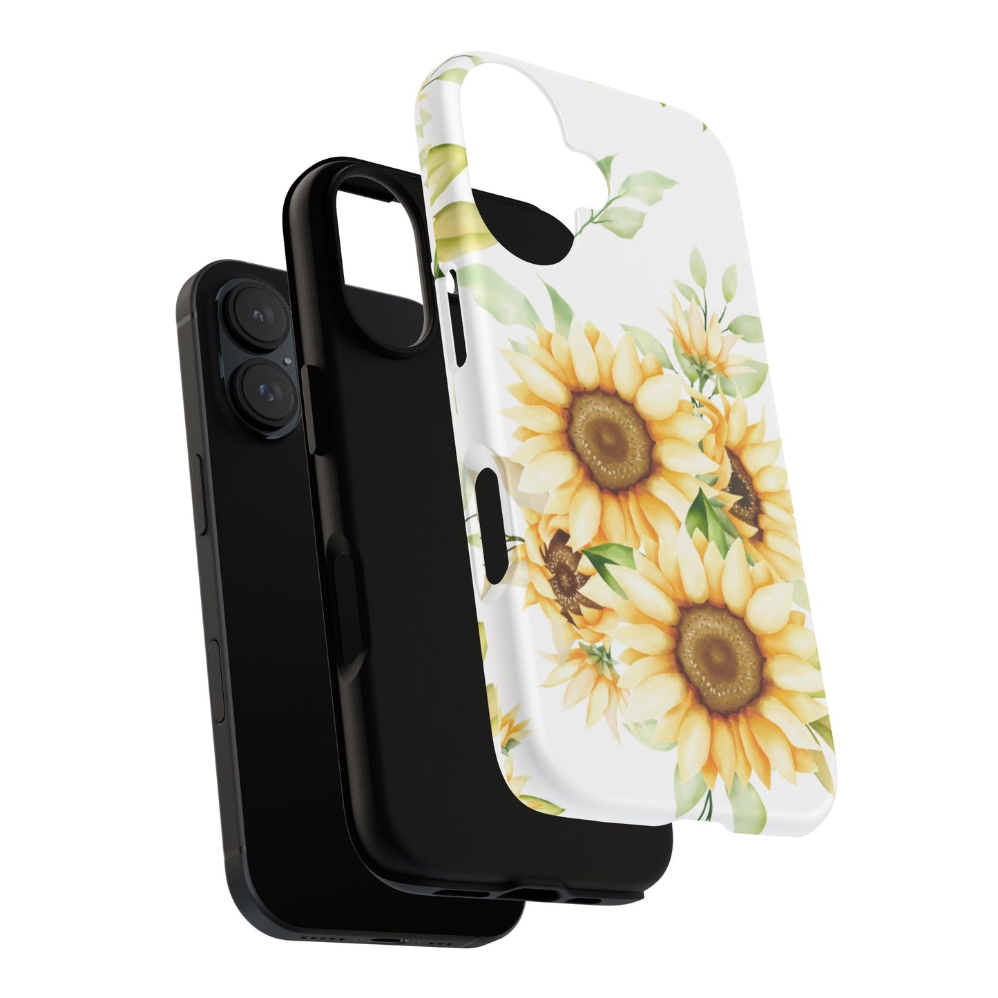 Sunflower Floral Tough Phone Case - Watercolor Botanical Art, Bright Nature Aesthetic, Compatible with iPhone, Galaxy, and Google Phones