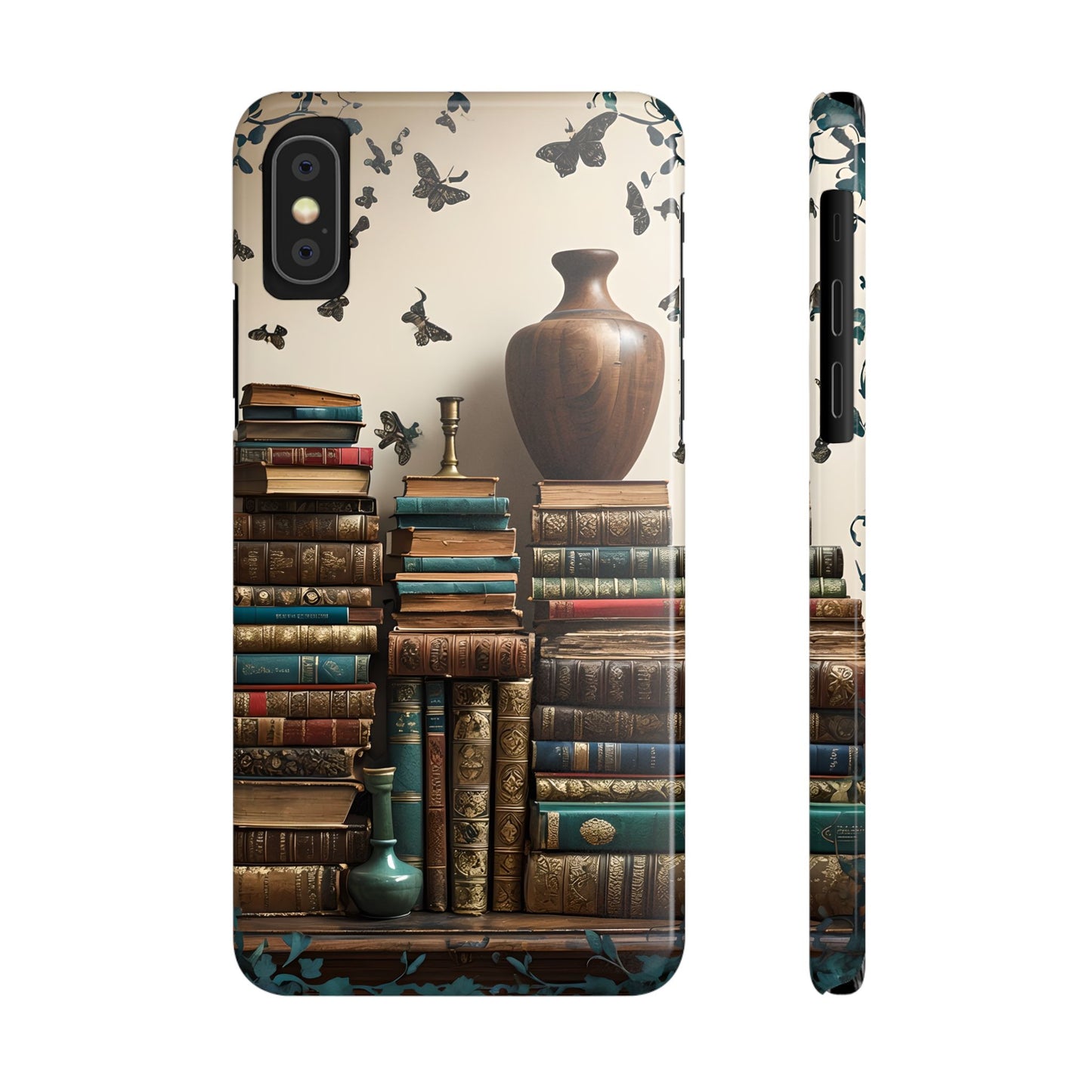 Bookshelf Butterfly Slim Phone Cases | Literary Gift, Reading Accessories, Unique Decor, Nature Lovers, Bookish Style