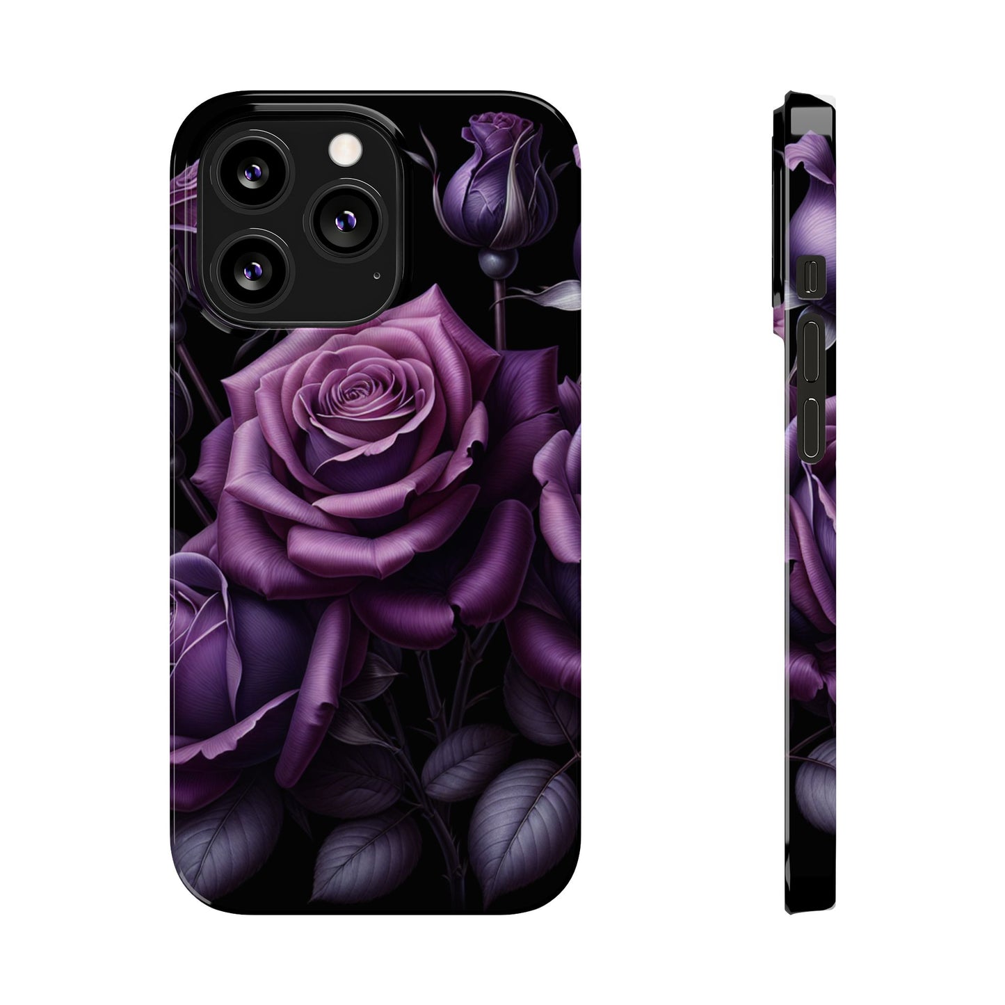 Purple Rose Slim Phone Cases, Floral Phone Cover, Elegant Smartphone Case, Gift for Her, Mother's Day Accessories