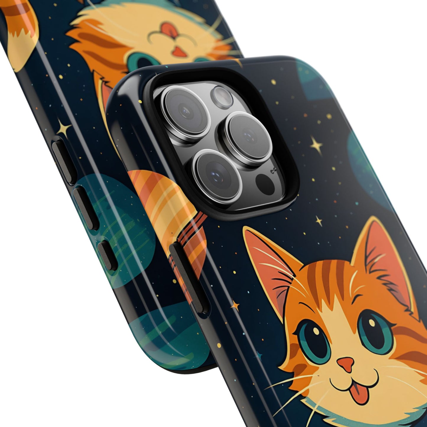 Galaxy Cat Tough Phone Case - Kawaii Space Explorer Anime Design, Cute Cosmic Aesthetic, Compatible with iPhone, Galaxy, and Google Phones