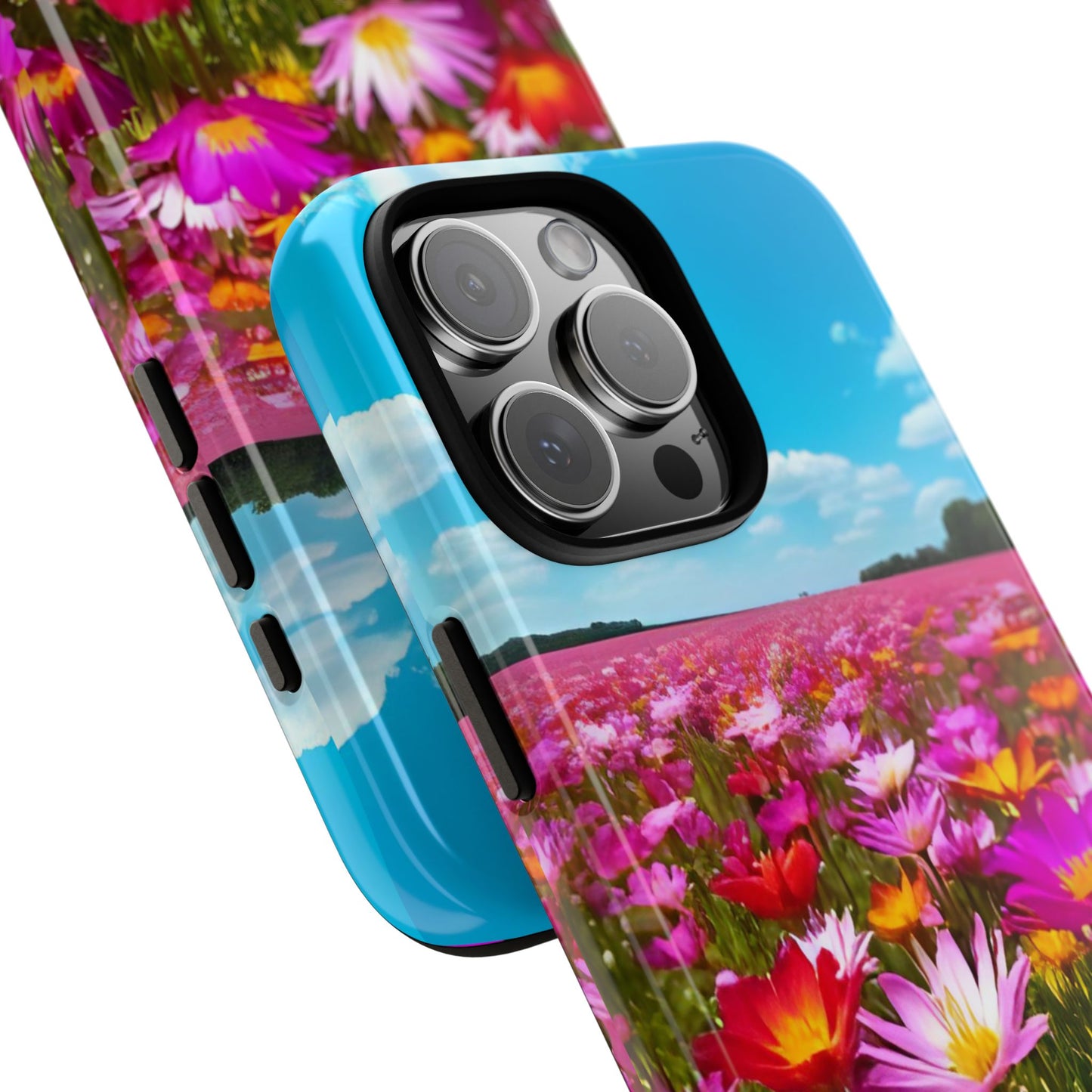 Flower Field Tough Phone Case - Wildflower Meadow Print, Colorful Nature Aesthetic, Compatible with iPhone, Galaxy, and Google Phones