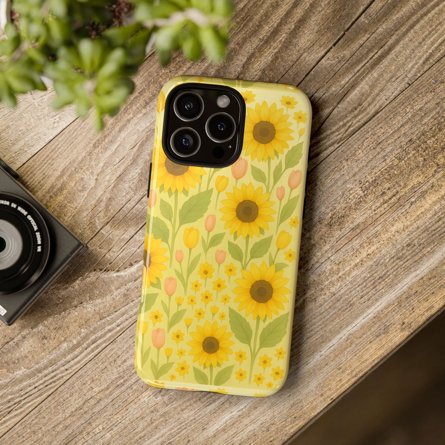 Sunflower Floral Phone Case, Watercolor Botanical Print, Aesthetic Tough Phone Case, Compatible with iPhone, Galaxy, Google