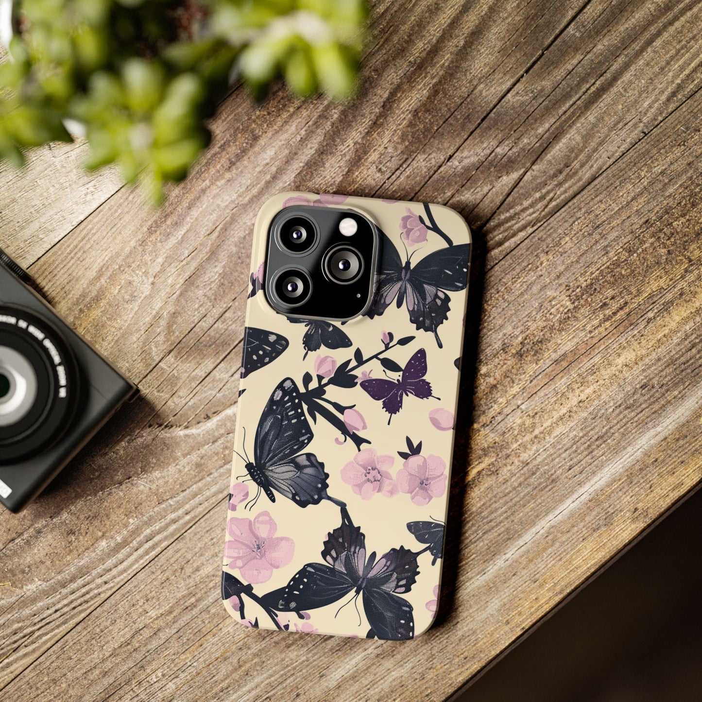 Butterfly Floral Slim Phone Cases, Elegant Butterfly Design, Nature Lover Gift, Phone Accessory, Stylish Cases for Women