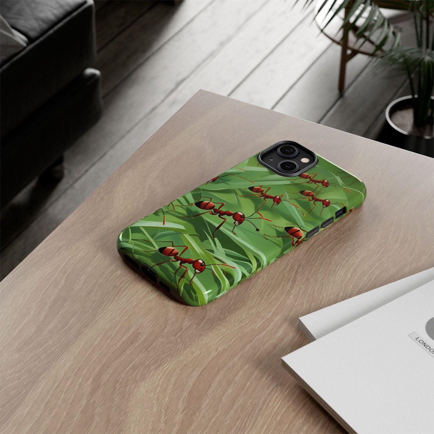 Marching Ant Pattern Tough Phone Case - Realistic Insect Art, Minimalist Nature Aesthetic, Compatible with iPhone, Galaxy, and Google Phones